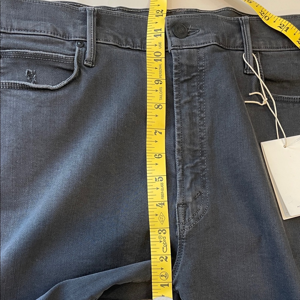 MOTHER Stunner Zip Ankle Fray Jeans – Size 31, High Rise Charcoal Distressed NWT - Picture 9 of 14